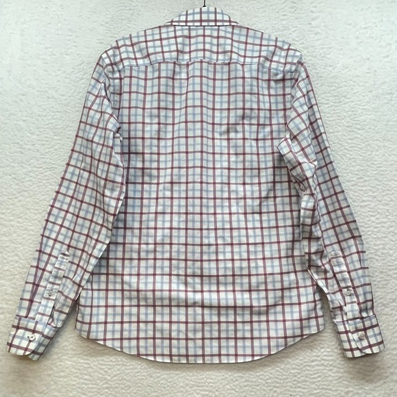 Untuckit Shirt Mens Large Red Blue Plaid Button Down Cantabera WF Slim Casual - Picture 2 of 10